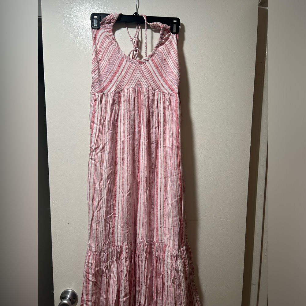 Free People Red Halter Stripped Midi Dress